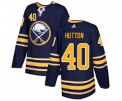 Men's Adidas Buffalo Sabres #40 Carter Hutton Authentic Navy Blue Home NHL Jersey