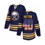 Men's Adidas Buffalo Sabres #40 Carter Hutton Authentic Navy Blue USA Flag Fashion NHL Jersey