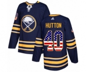 Men's Adidas Buffalo Sabres #40 Carter Hutton Authentic Navy Blue USA Flag Fashion NHL Jersey