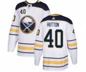 Men's Adidas Buffalo Sabres #40 Carter Hutton Authentic White Away NHL Jersey