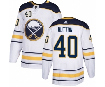 Men's Adidas Buffalo Sabres #40 Carter Hutton Authentic White Away NHL Jersey