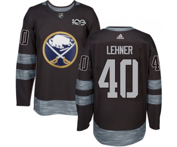 Men's Adidas Buffalo Sabres #40 Robin Lehner Authentic Black 1917-2017 100th Anniversary NHL Jersey