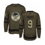 Men's Adidas Buffalo Sabres #9 Jack Eichel Authentic Green Salute to Service NHL Jersey