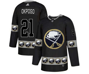 Men's Buffalo Sabres #21 Kyle Okposo Black Team Logos Fashion Jersey