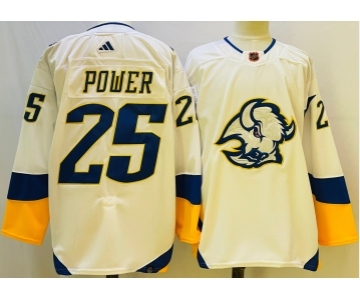 Men's Buffalo Sabres #25 Owen Power White 2022 Reverse Retro Authentic Jersey