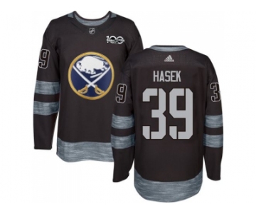 Men's Buffalo Sabres #39 Dominik Hasek Black 1917-2017 100th Anniversary Stitched NHL Jersey