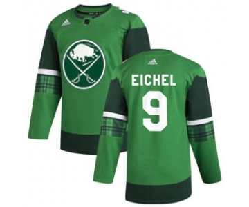 Men's Buffalo Sabres #9 Jack Eichel 2020 St. Patrick's Day Stitched Hockey Jersey Green