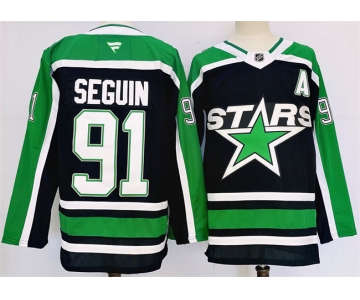 Men's Dallas Stars #91 Tyler Seguin Black 2024-25 Reverse Retro Stitched Jersey