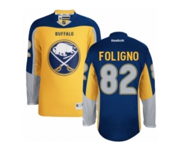 Men's Reebok Buffalo Sabres #82 Marcus Foligno Authentic Gold New Third NHL Jersey