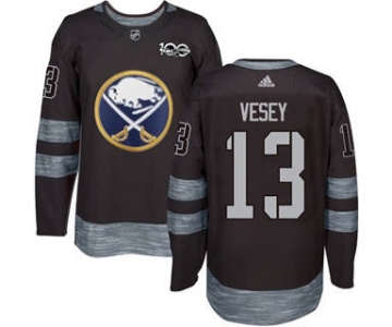 Men's Sabres #13 Jimmy Vesey Black 1917-2017 100th Anniversary Stitched Hockey Jersey