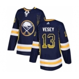 Men's Sabres #13 Jimmy Vesey Navy Blue Home Authentic Drift Fashion Stitched Hockey Jersey