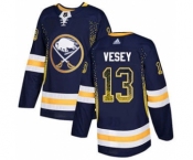 Men's Sabres #13 Jimmy Vesey Navy Blue Home Authentic Drift Fashion Stitched Hockey Jersey