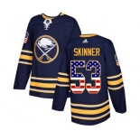 Men's Sabres #53 Jeff Skinner Navy Blue Home USA Flag Stitched Hockey Jersey