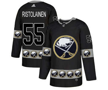 Men's Sabres  #55 Rasmus Ristolainen Black Team Logo Fashion Stitched Hockey Jersey