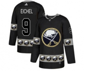 Men's Sabres #9 Jack Eichel Black Team Logo Fashion Stitched Hockey Jersey