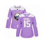 Women Adidas Buffalo Sabres #15 Jack Eichel Purple Authentic Fights Cancer Stitched NHL Jersey