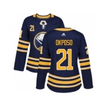 Women Adidas Buffalo Sabres #21 Kyle Okposo Navy Blue Home Authentic Stitched NHL Jersey