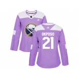 Women Adidas Buffalo Sabres #21 Kyle Okposo Purple Authentic Fights Cancer Stitched NHL Jersey