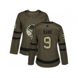 Women Adidas Buffalo Sabres #9 Evander Kane Green Salute to Service Stitched NHL Jersey