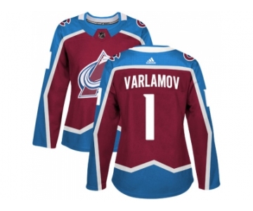 Women Adidas Colorado Avalanche #1 Semyon Varlamov Burgundy Home Authentic Stitched NHL Jersey