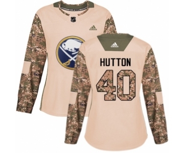 Women's Adidas Buffalo Sabres #40 Carter Hutton Authentic Camo Veterans Day Practice NHL Jersey