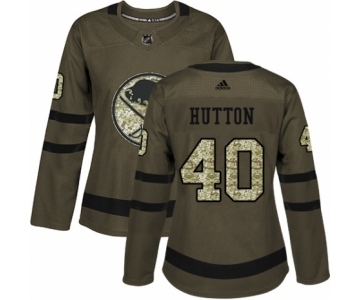 Women's Adidas Buffalo Sabres #40 Carter Hutton Authentic Green Salute to Service NHL Jersey