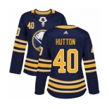 Women's Adidas Buffalo Sabres #40 Carter Hutton Authentic Navy Blue Home NHL Jersey