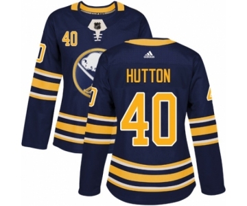 Women's Adidas Buffalo Sabres #40 Carter Hutton Authentic Navy Blue Home NHL Jersey