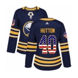 Women's Adidas Buffalo Sabres #40 Carter Hutton Authentic Navy Blue USA Flag Fashion NHL Jersey