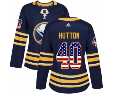 Women's Adidas Buffalo Sabres #40 Carter Hutton Authentic Navy Blue USA Flag Fashion NHL Jersey