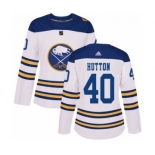 Women's Adidas Buffalo Sabres #40 Carter Hutton Authentic White 2018 Winter Classic NHL Jersey