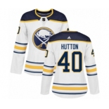 Women's Adidas Buffalo Sabres #40 Carter Hutton Authentic White Away NHL Jersey