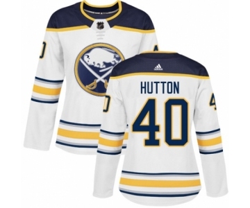 Women's Adidas Buffalo Sabres #40 Carter Hutton Authentic White Away NHL Jersey