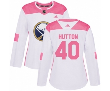 Women's Adidas Buffalo Sabres #40 Carter Hutton Authentic White-Pink Fashion NHL Jersey