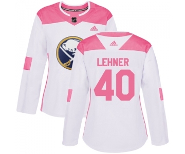 Women's Adidas Buffalo Sabres #40 Robin Lehner Authentic White-Pink Fashion NHL Jersey