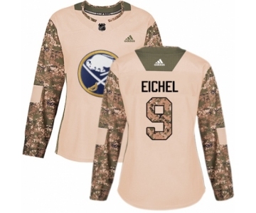 Women's Adidas Buffalo Sabres #9 Jack Eichel Authentic Camo Veterans Day Practice NHL Jersey