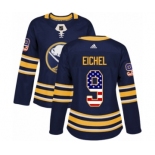 Women's Adidas Buffalo Sabres #9 Jack Eichel Authentic Navy Blue USA Flag Fashion NHL Jersey