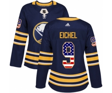 Women's Adidas Buffalo Sabres #9 Jack Eichel Authentic Navy Blue USA Flag Fashion NHL Jersey