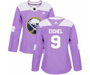 Women's Adidas Buffalo Sabres #9 Jack Eichel Authentic Purple Fights Cancer Practice NHL Jersey