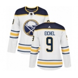 Women's Adidas Buffalo Sabres #9 Jack Eichel Authentic White Away NHL Jersey