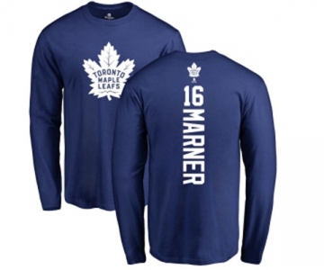 NHL Adidas Toronto Maple Leafs #16 Mitchell Marner Royal Blue Backer Long Sleeve T-Shirt