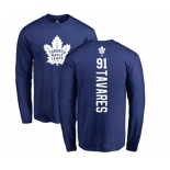 NHL Adidas Toronto Maple Leafs #91 John Tavares Royal Blue Backer Long Sleeve T-Shirt