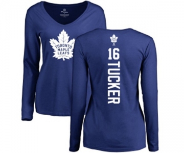 NHL Women Adidas Toronto Maple Leafs #16 Darcy Tucker Royal Blue Backer Long Sleeve T-Shirt