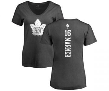 NHL Women Adidas Toronto Maple Leafs #16 Mitchell Marner Charcoal One Color Backer T-Shirt