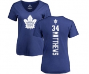 NHL Women Adidas Toronto Maple Leafs #34 Auston Matthews Royal Blue Backer T-Shirt