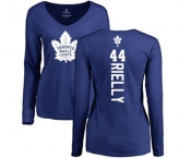 NHL Women Adidas Toronto Maple Leafs #44 Morgan Rielly Royal Blue Backer Long Sleeve T-Shirt