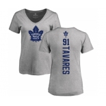 NHL Women Adidas Toronto Maple Leafs #91 John Tavares Ash Backer T-Shirt