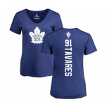 NHL Women Adidas Toronto Maple Leafs #91 John Tavares Royal Blue Backer T-Shirt