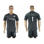 Chelsea #1 Cech Black Soccer Club Jersey