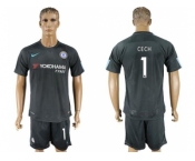 Chelsea #1 Cech Black Soccer Club Jersey